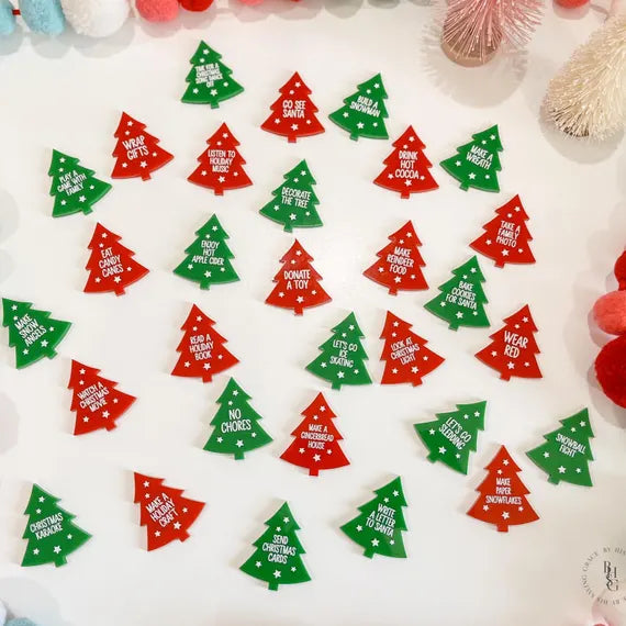 Another view of the Christmas bucket list tokens