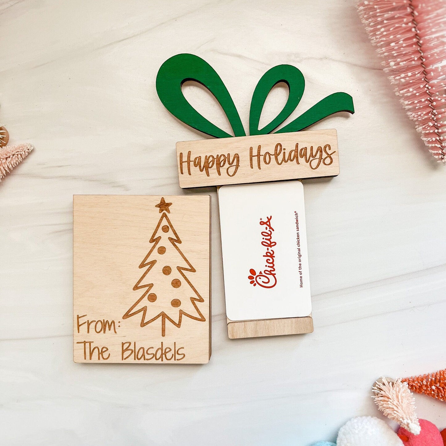 Merry Christmas & Happy Holidays Christmas Tree Gift Card Holder