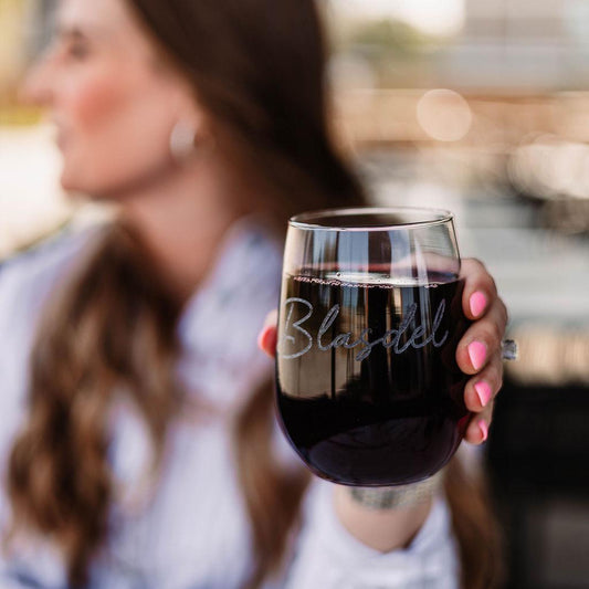 Last Name Serving Board & Wine & Rocks Glass + Coasters Gift Basket