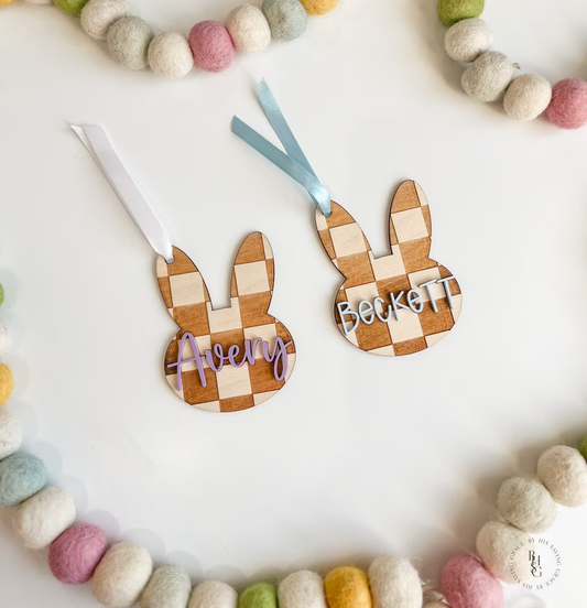 Checkered Bunny with Name
