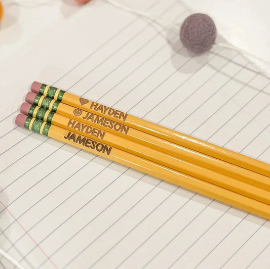 Set of Five Pencils Engraved With Name