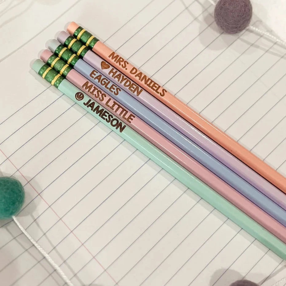 Set of Five Pencils Engraved With Name