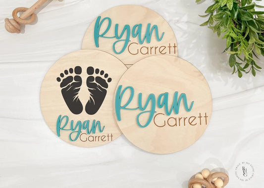 Wooden Baby Announcement Signs with Acrylic Name