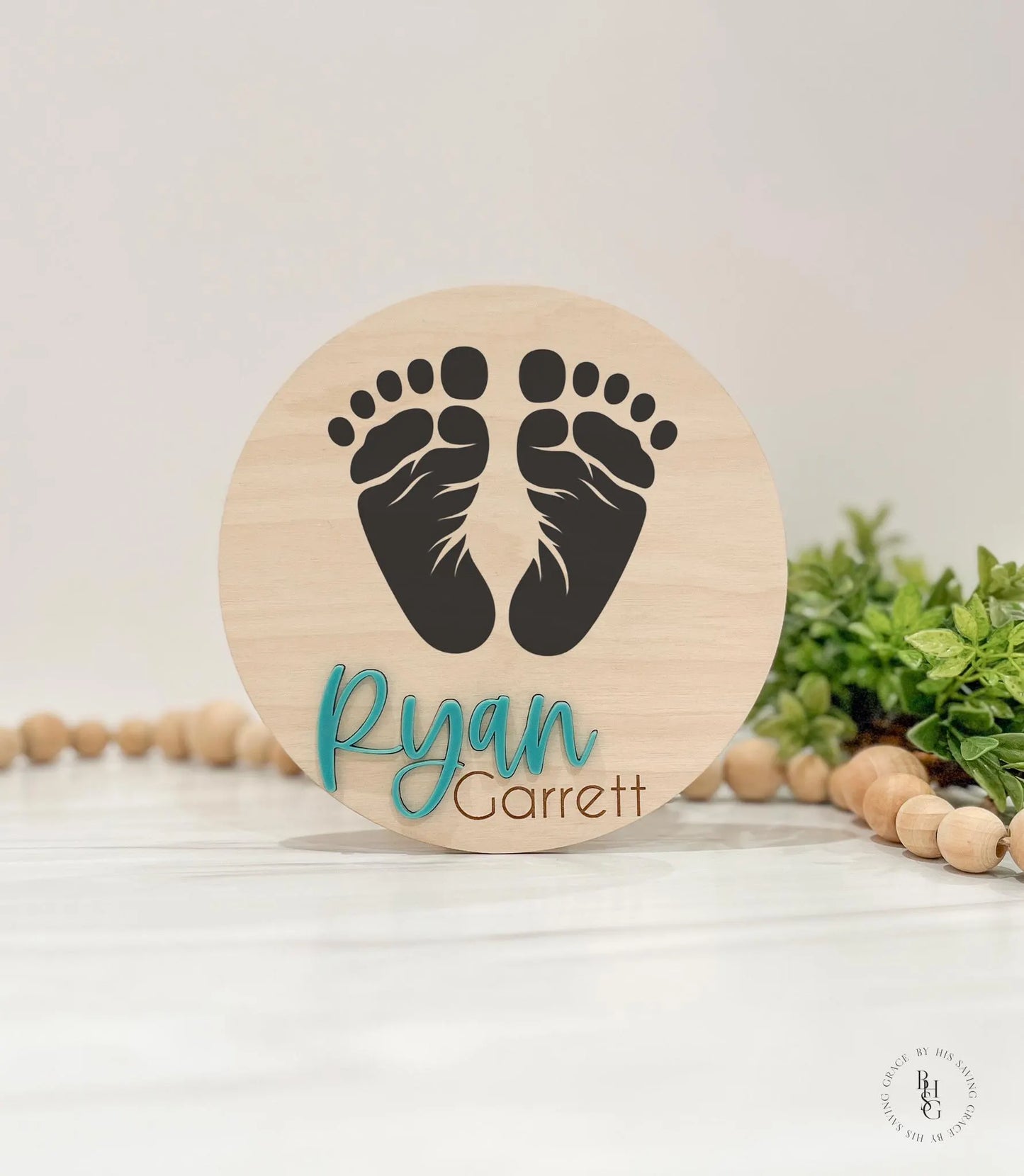 Wooden Baby Announcement Signs with Acrylic Name