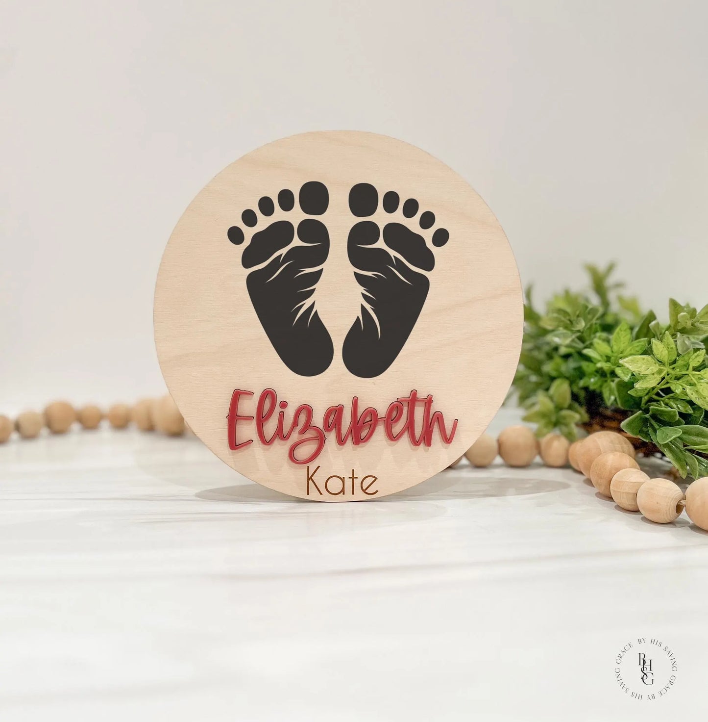 Wooden Baby Announcement Signs with Acrylic Name