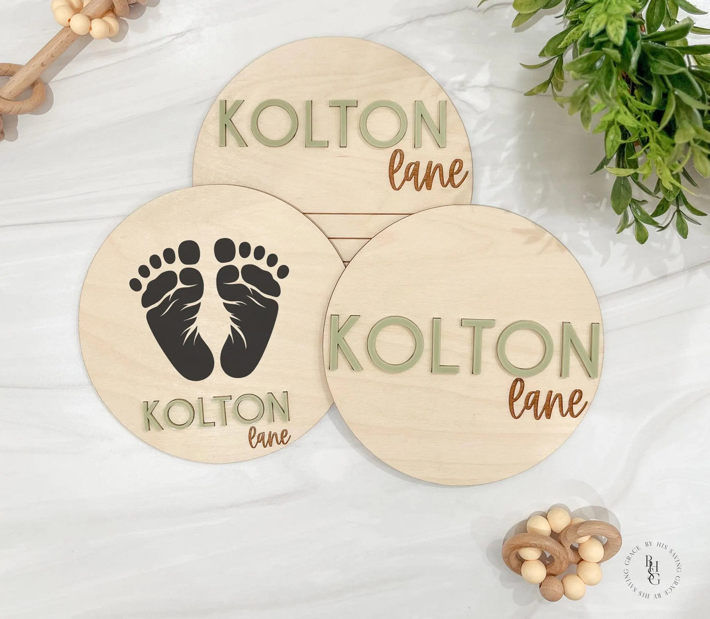 Wooden Baby Announcement Signs with Acrylic Name