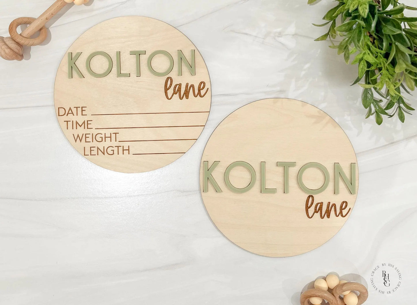 Wooden Baby Announcement Signs with Acrylic Name