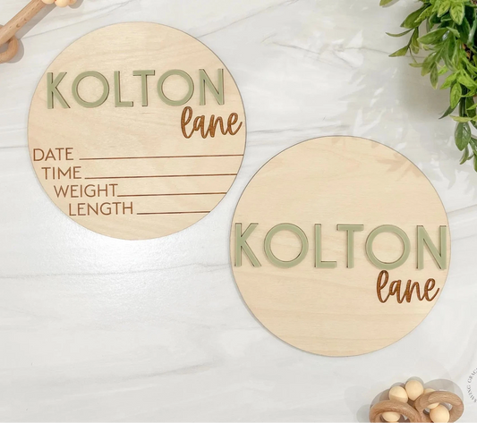 Baby Announcement Signs with Acrylic Name