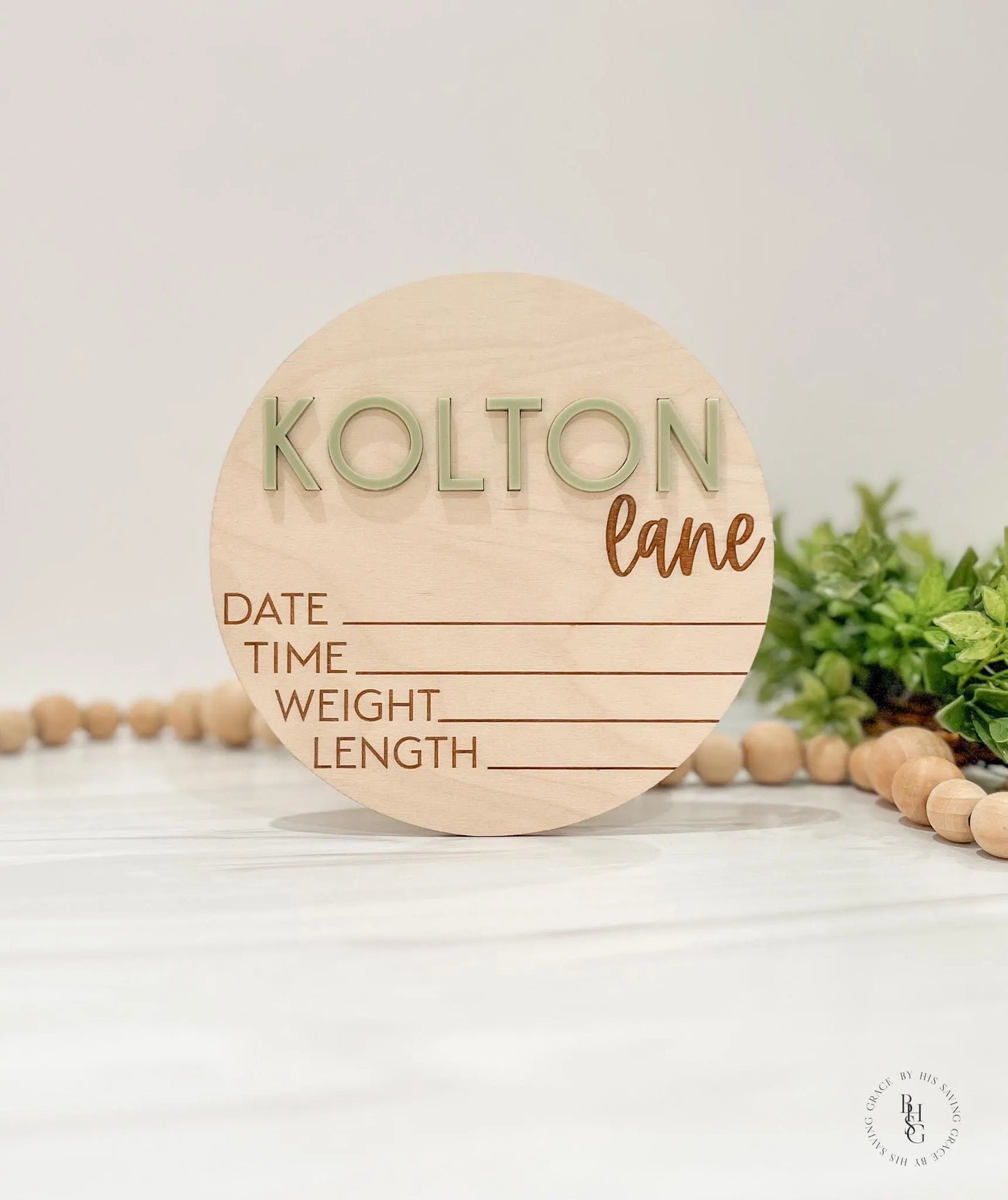 Wooden Baby Announcement Signs with Acrylic Name