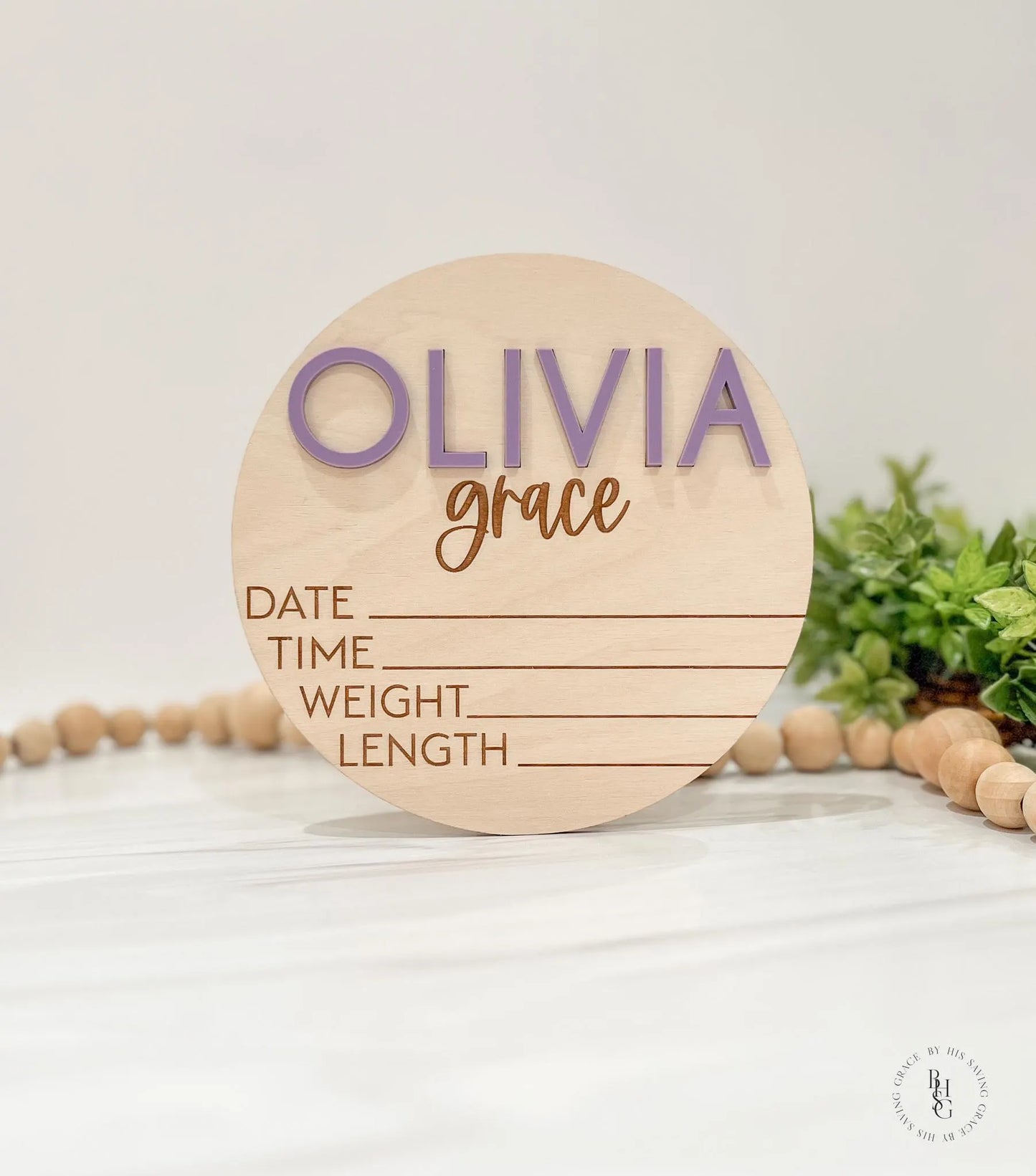 Wooden Baby Announcement Signs with Acrylic Name