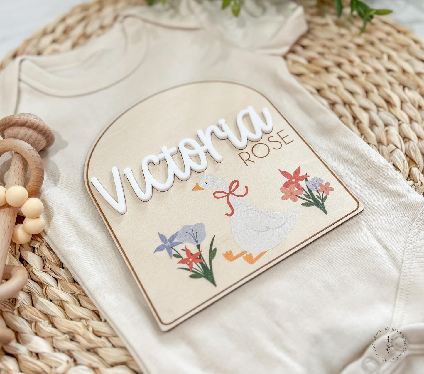 Floral Silly Goose Baby Announcement Sign
