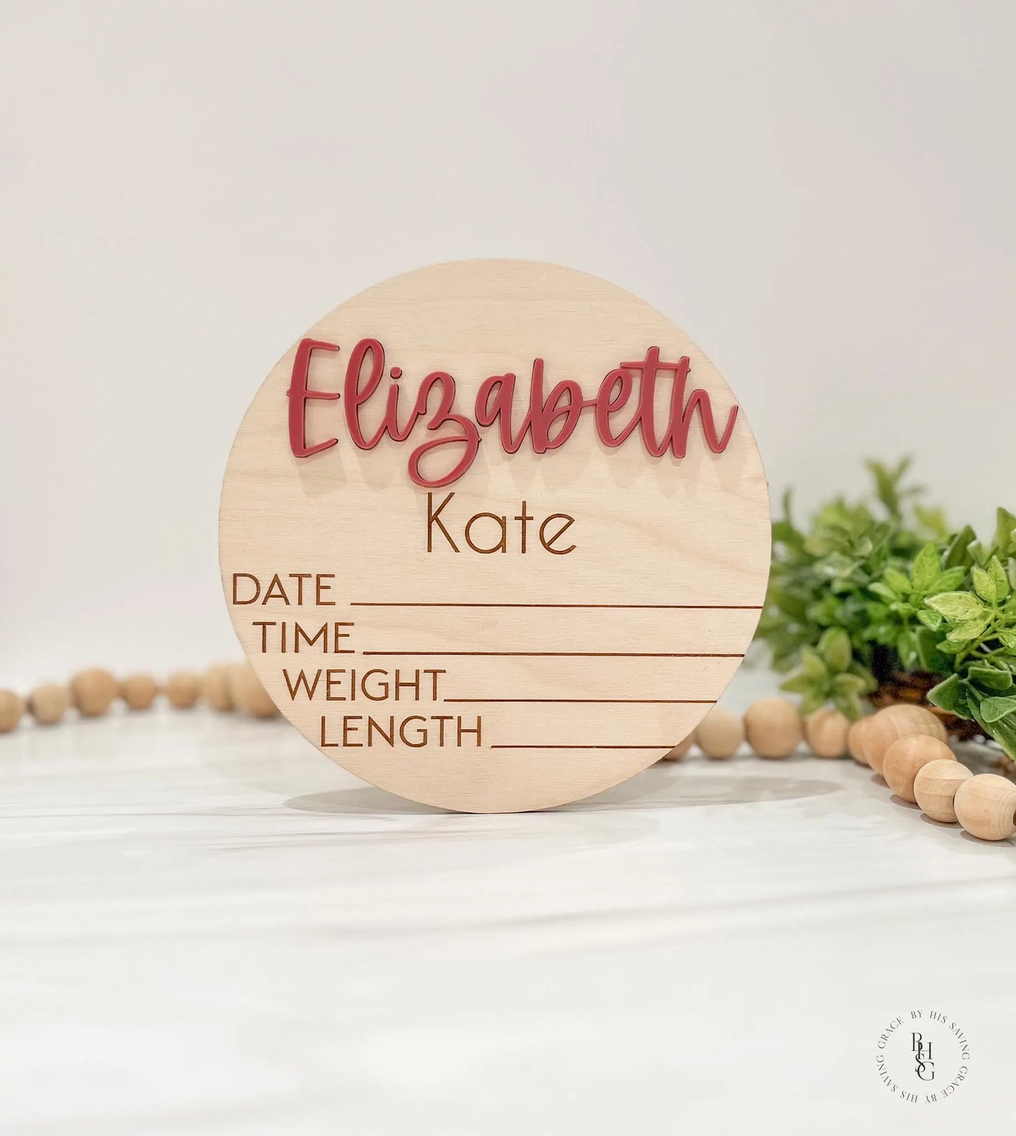 Wooden Baby Announcement Signs with Acrylic Name