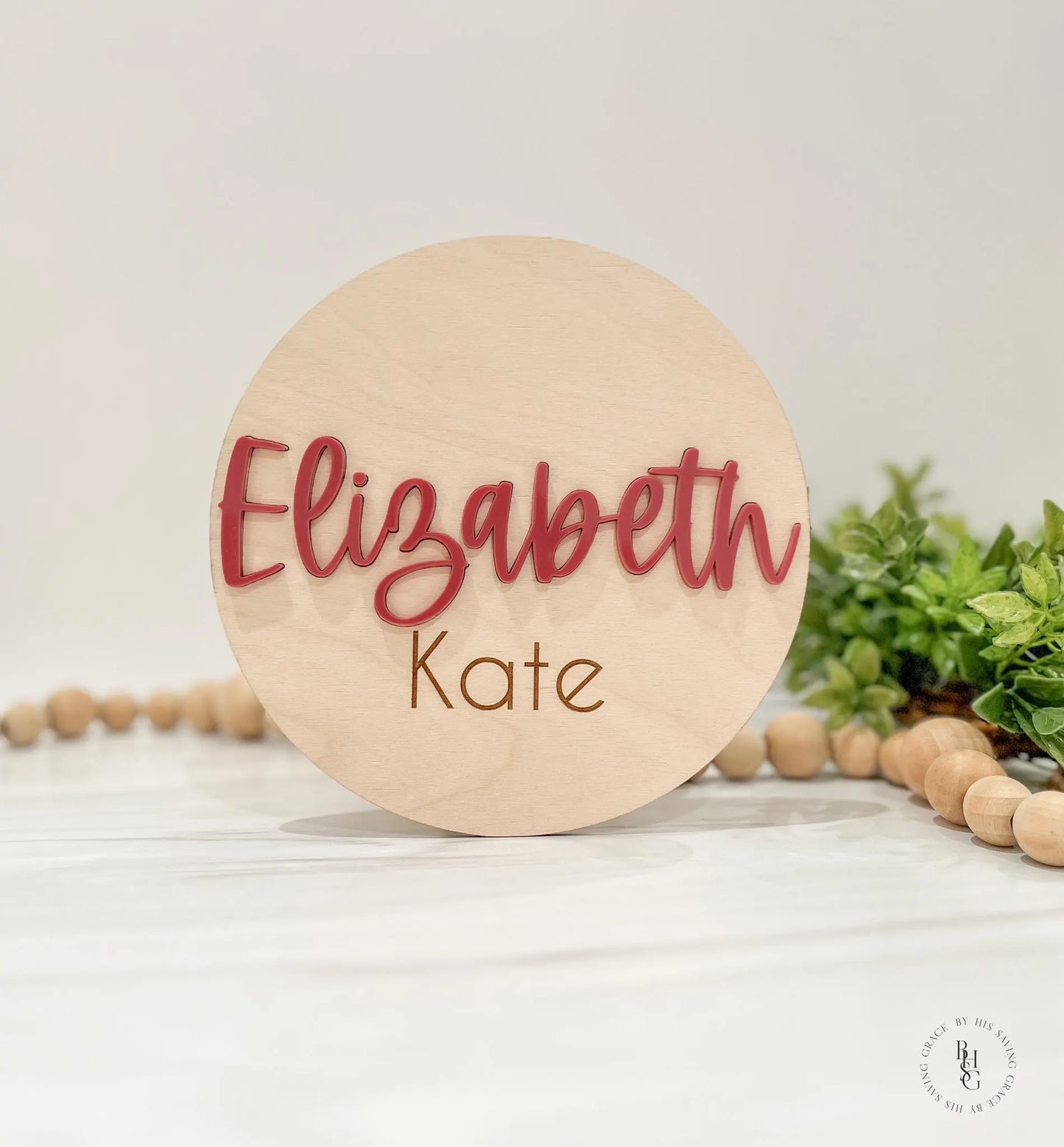Wooden Baby Announcement Signs with Acrylic Name