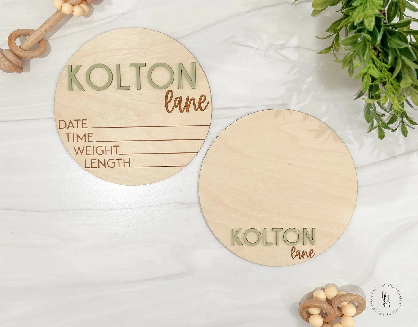 Wooden Baby Announcement Signs with Acrylic Name