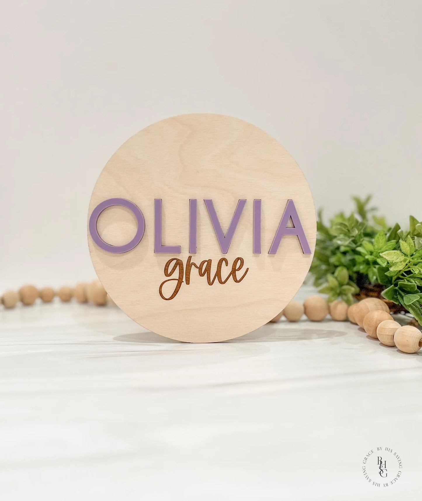 Wooden Baby Announcement Signs with Acrylic Name