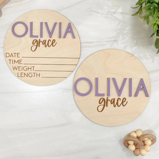 Baby Announcement Signs with Acrylic Name