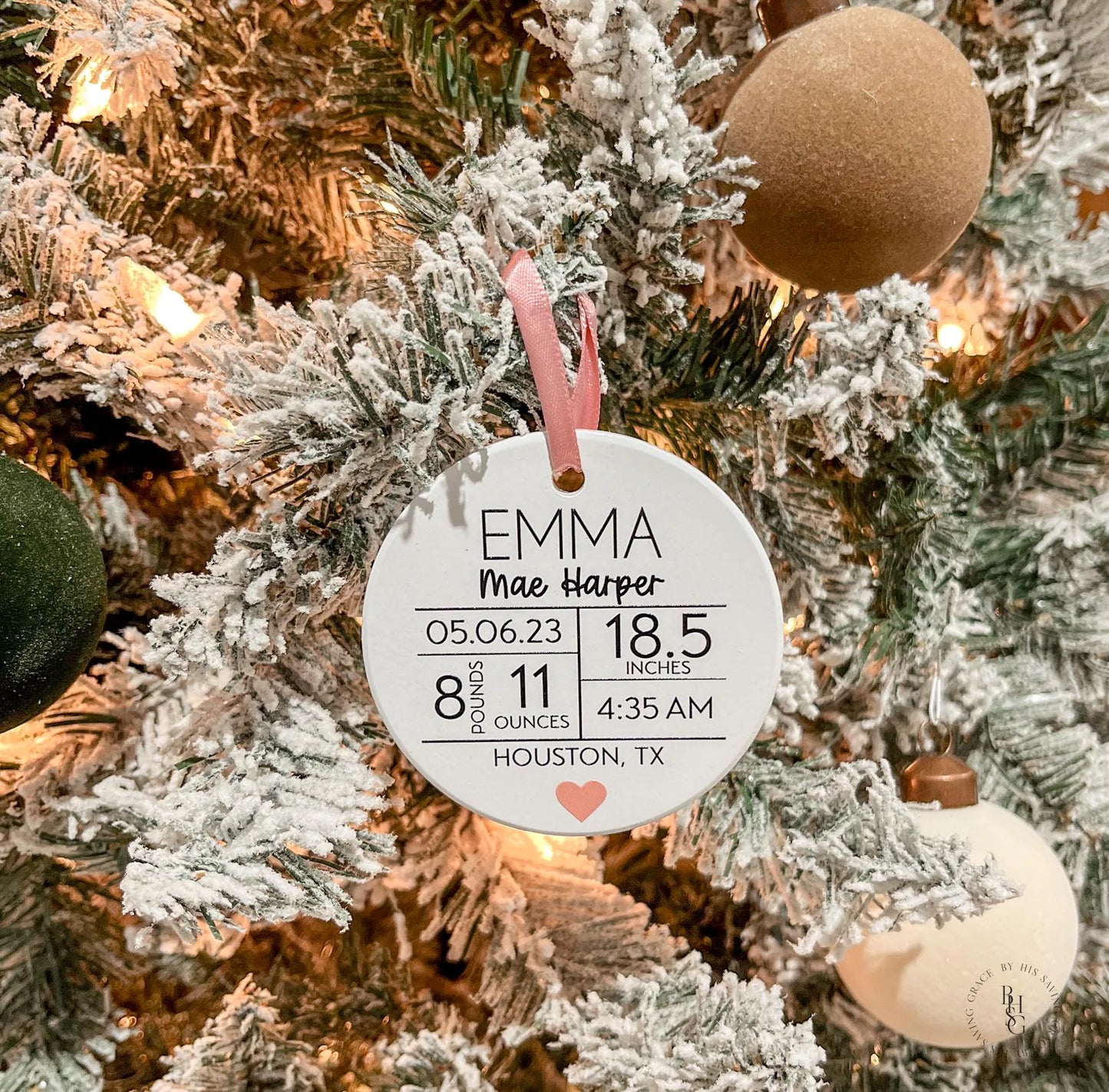 Birth Stat Ceramic Christmas Ornament For Baby