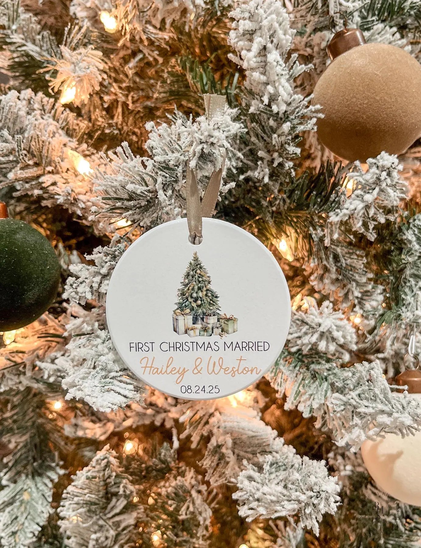 First Christmas Married Ceramic Ornament