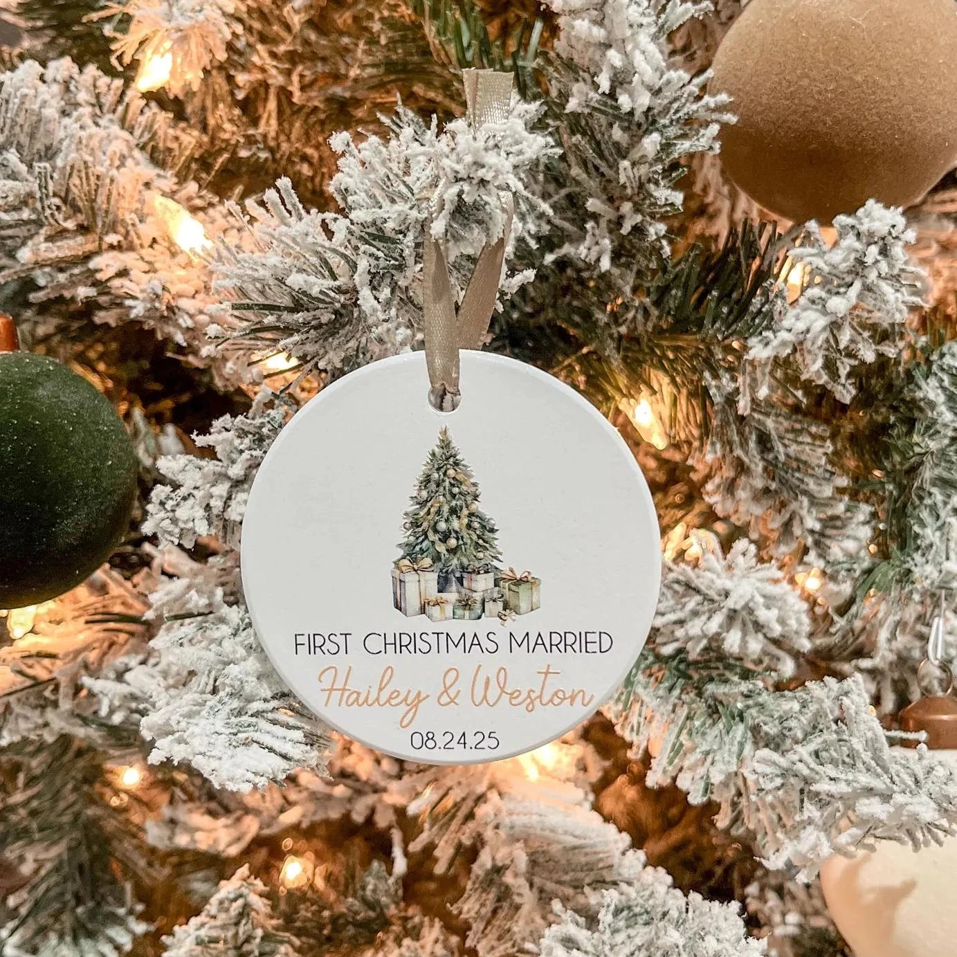 First Christmas Married Ceramic Ornament