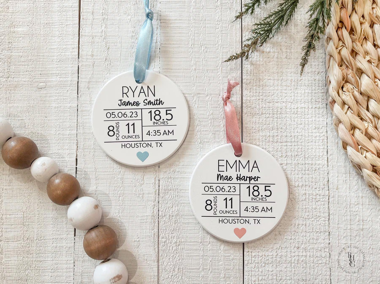 Birth Stat Ceramic Christmas Ornament For Baby