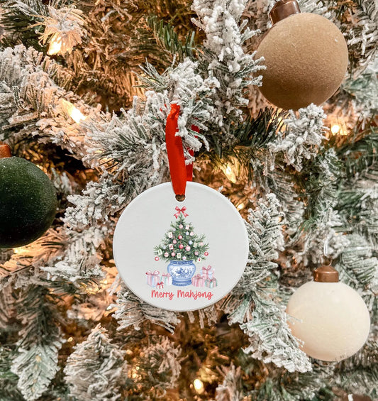 Merry Mahjong Ceramic Christmas Ornament