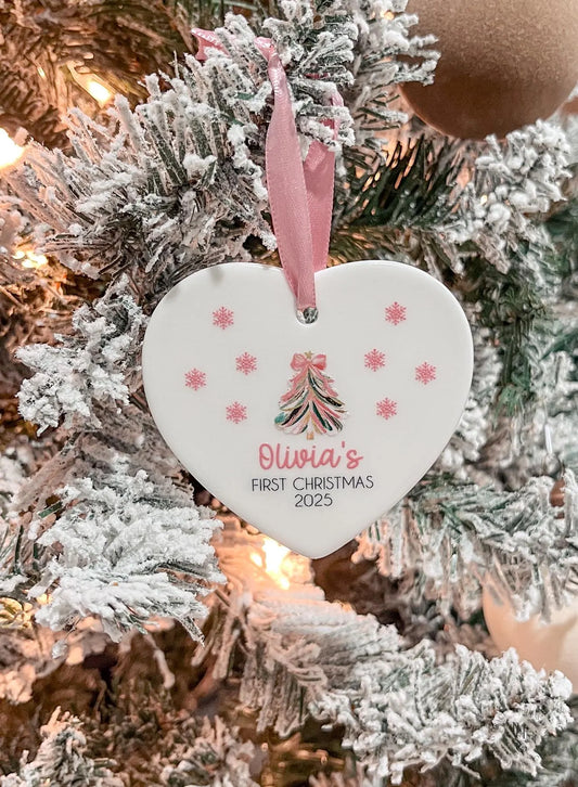 First Christmas Ceramic Heart Ornament For Baby
