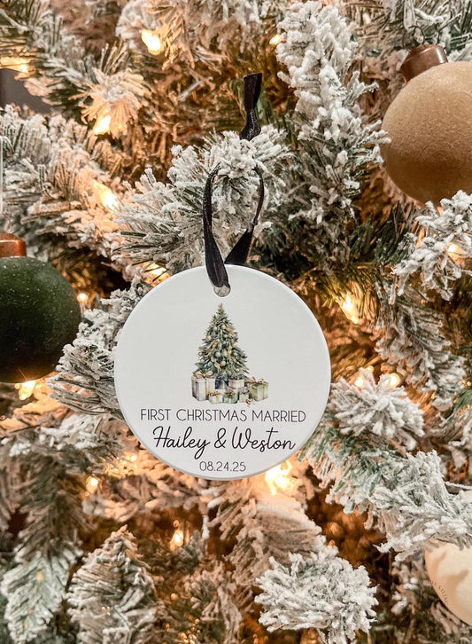First Christmas Married Ceramic Ornament