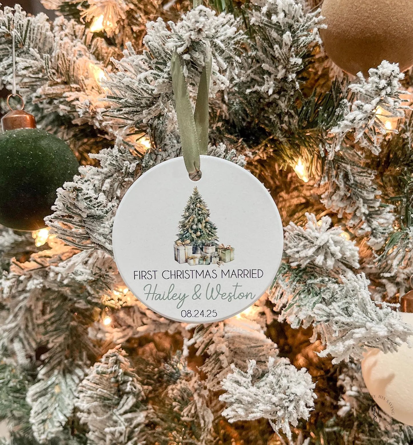 First Christmas Married Ceramic Ornament