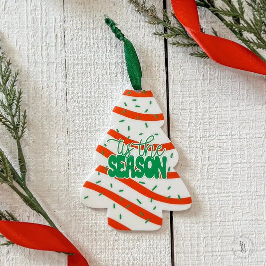 Tis The Season Christmas Cake Ornament