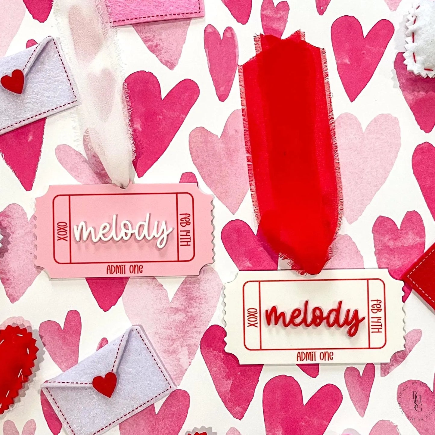Personalized Valentine's Day Admit One Ticket Tag for Kids