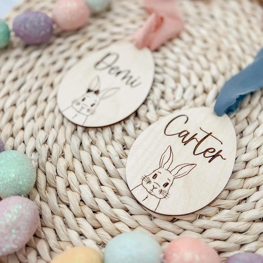 Vintage Rabbit Easter Basket Tag