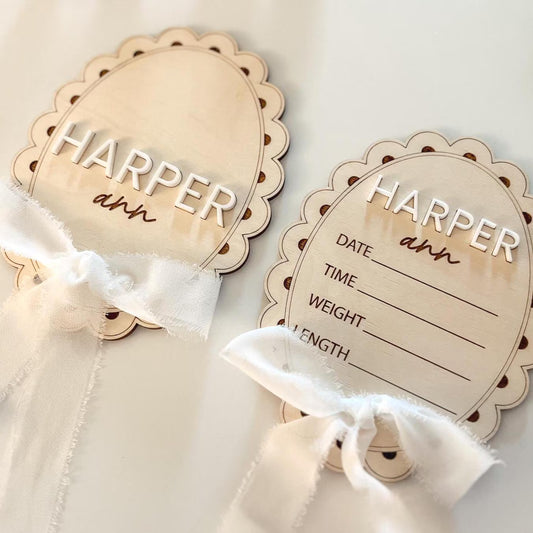 Baby Girl Announcement Signs with Ribbon