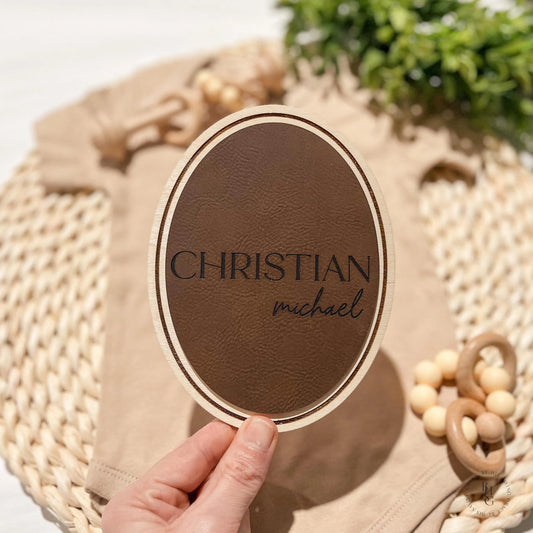 Leatherette Baby Nameplate Sign