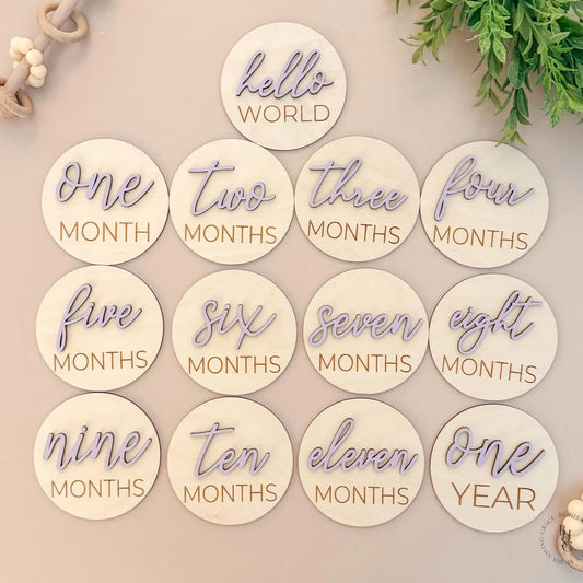 3D Monthly Milestone Markers with Lilac Months