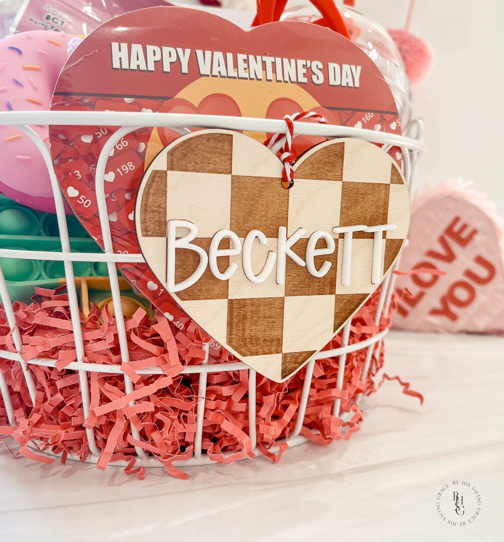 Valentine's Day Checkered Heart Bag Tag