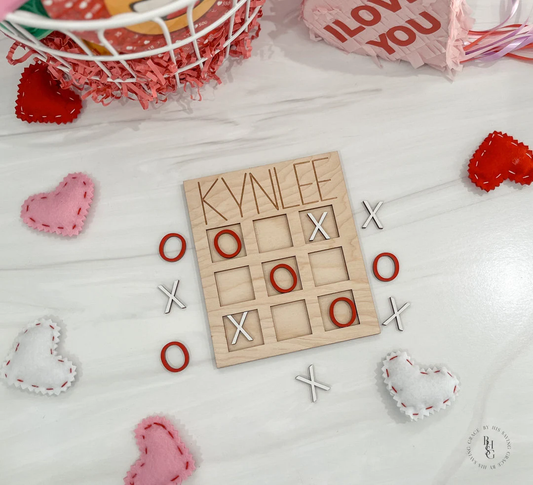 Wooden Valentine's Day Tic-Tac-Toe Board