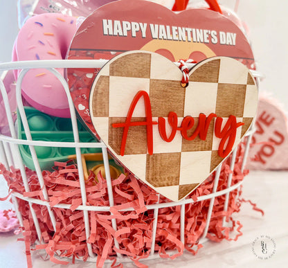 Valentine's Day Checkered Heart Bag Tag