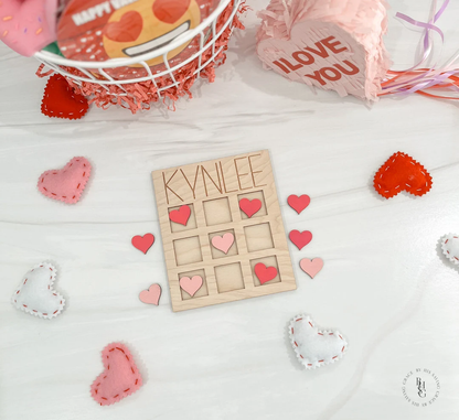 Wooden Valentine's Day Tic-Tac-Toe Board