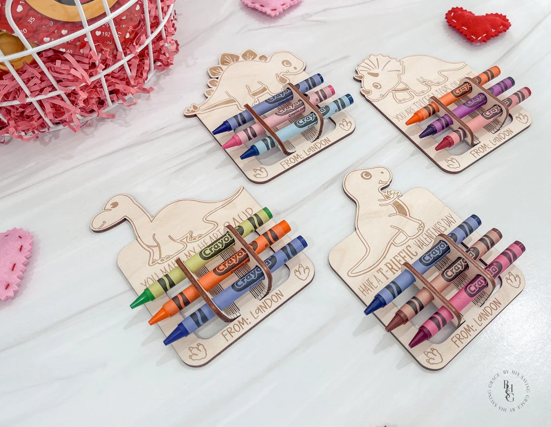 Dinosaur Crayon Holder Valentine's Card