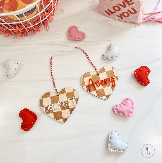 Valentine's Day Checkered Heart Bag Tag