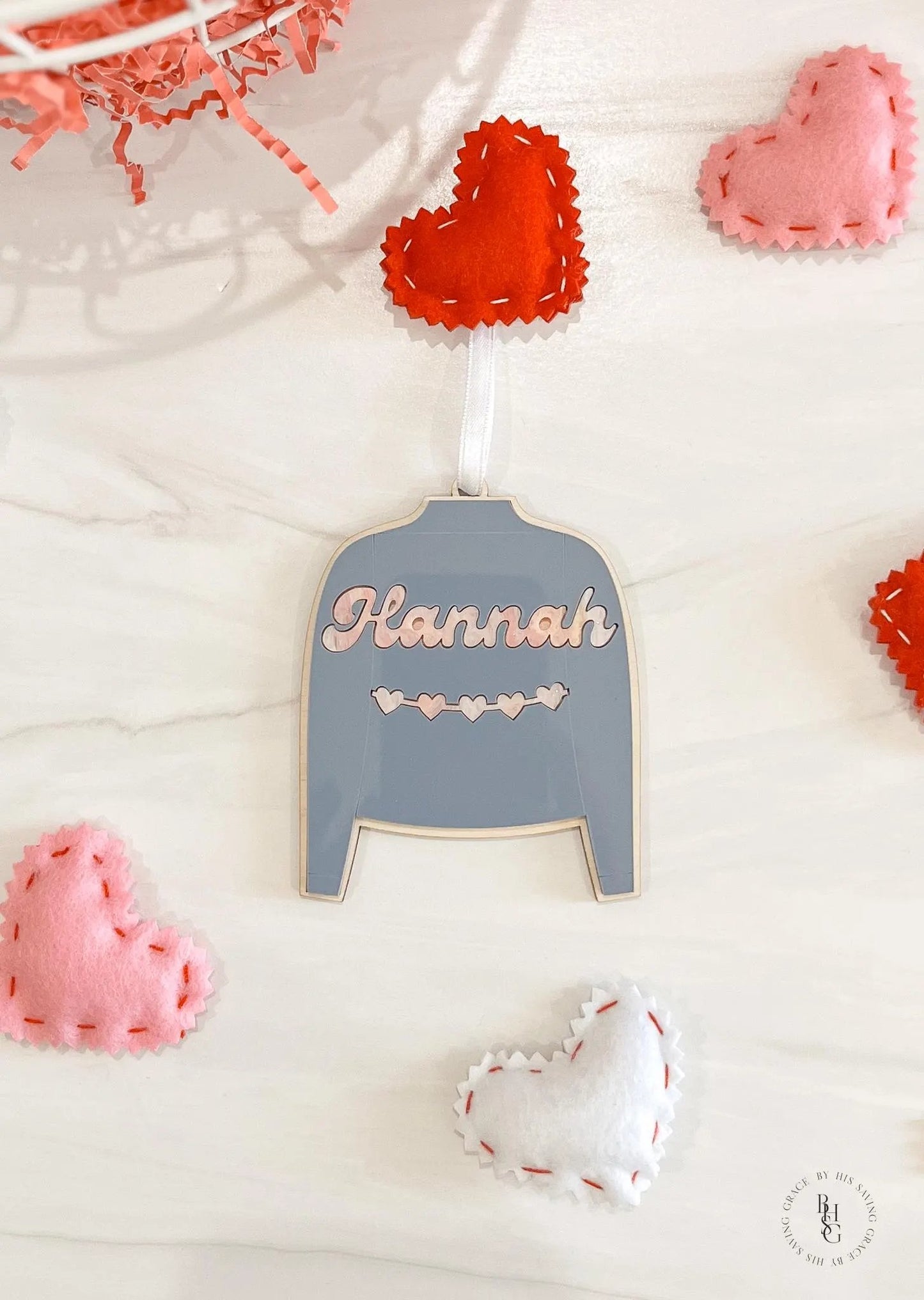 Blue Jean Jacket Valentine's Day Acrylic Tag