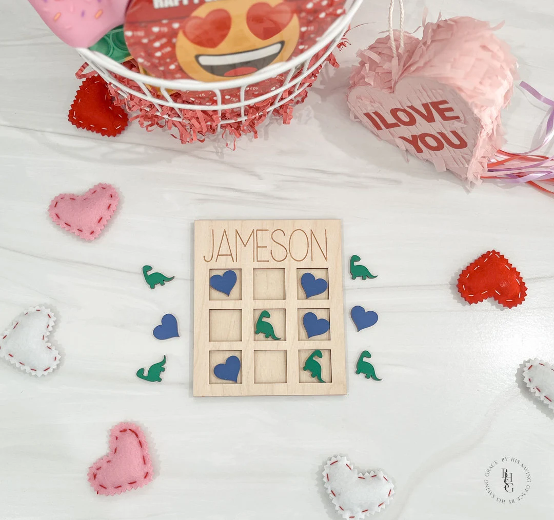 Wooden Valentine's Day Tic-Tac-Toe Board