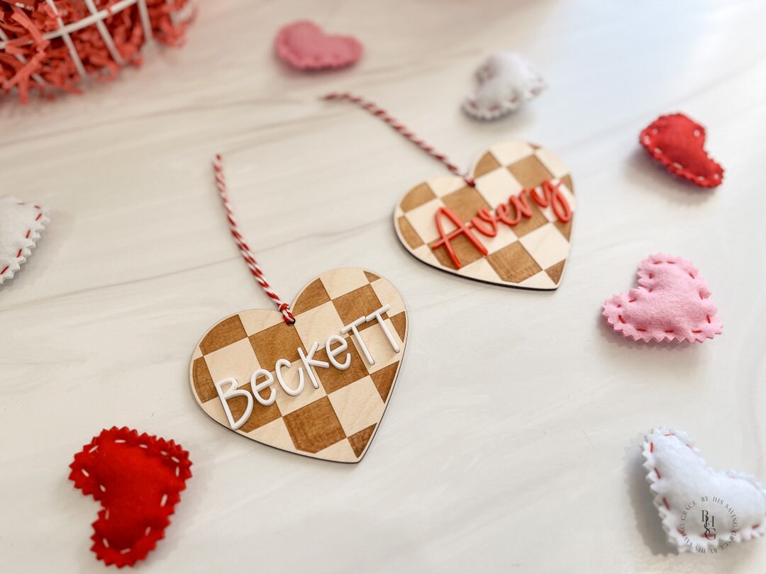 Valentine's Day Checkered Heart Bag Tag