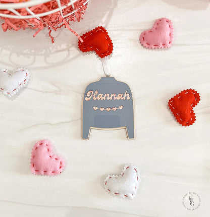 Blue Jean Jacket Valentine's Day Acrylic Tag