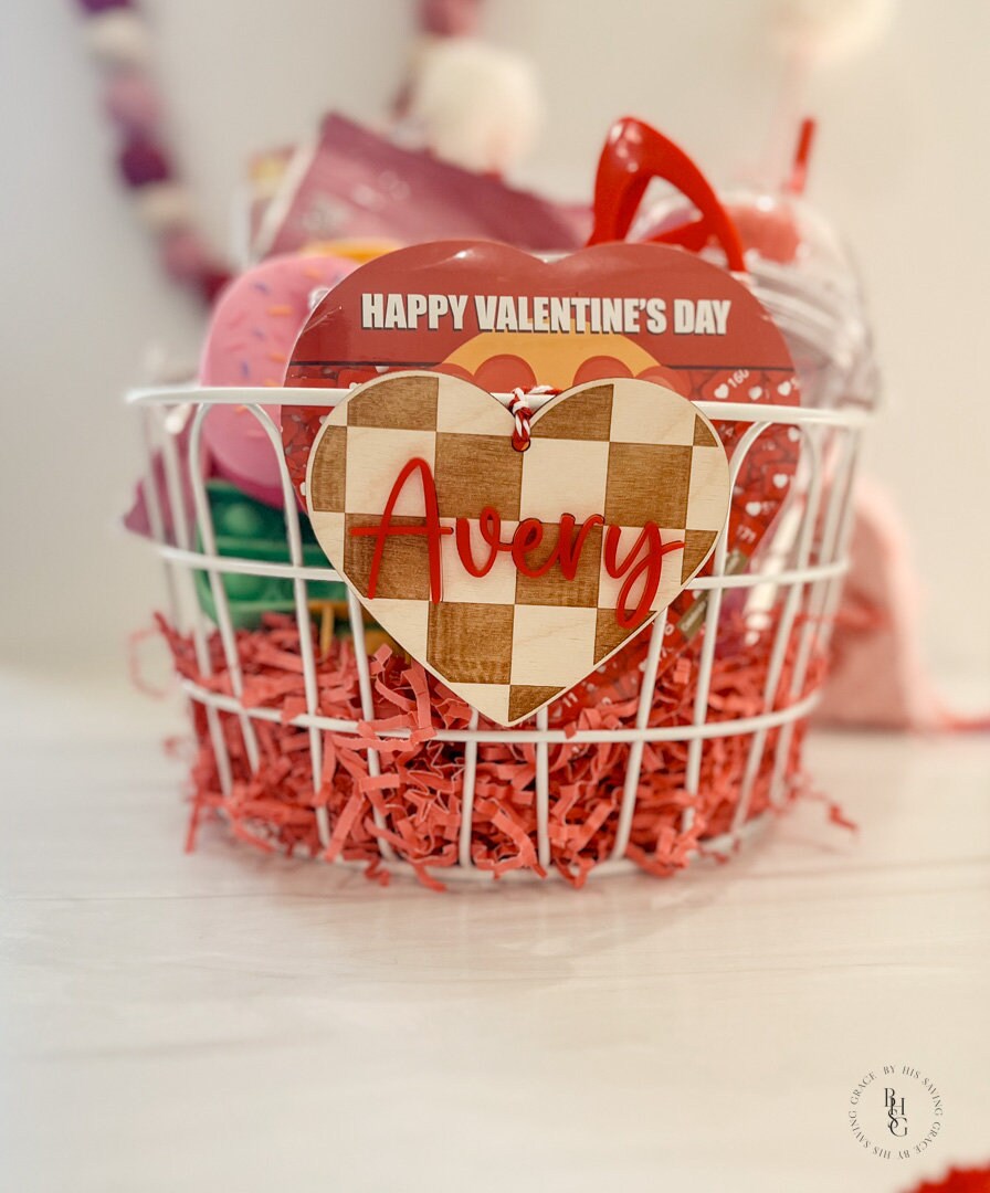 Valentine's Day Checkered Heart Bag Tag