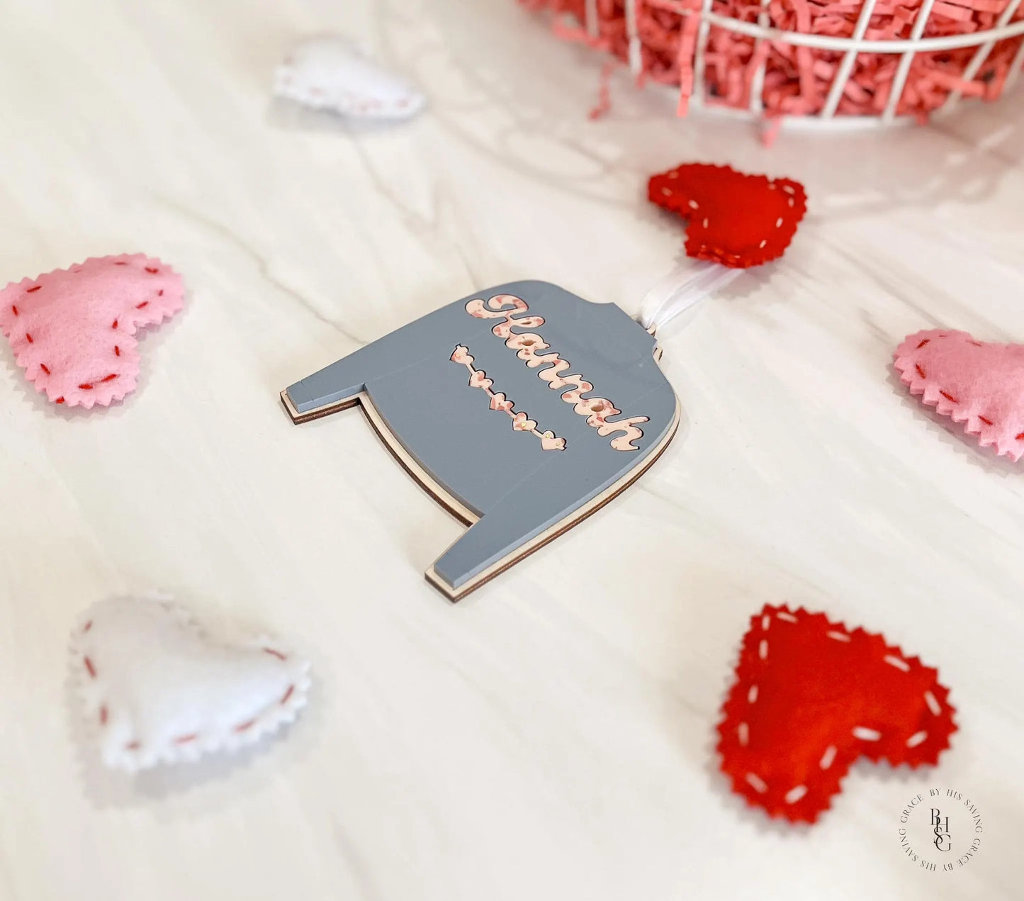 Blue Jean Jacket Valentine's Day Acrylic Tag