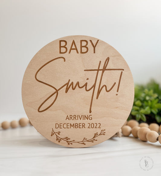 Baby "Your Name" Arriving With Date Pregnancy Announcement