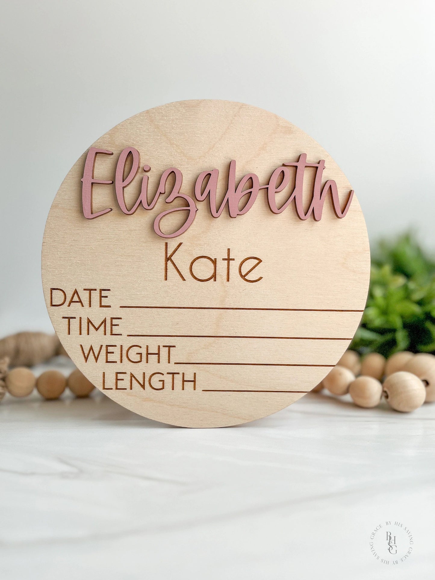 Wooden Baby Announcement Sign With Birth Stats