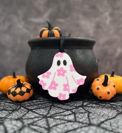 Daisy Ghost Halloween Tag with UV Printed Design