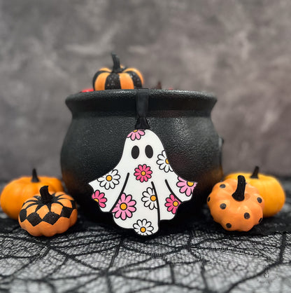 Daisy Ghost Halloween Tag with UV Printed Design